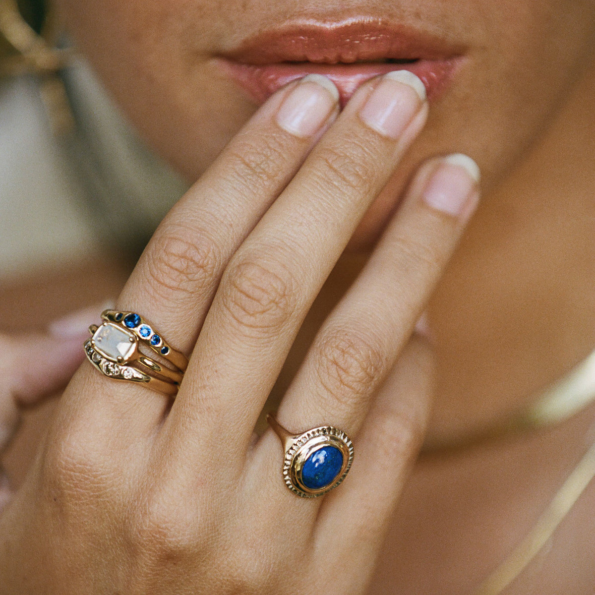 Cleo Lapis Amulet Ring | Silver