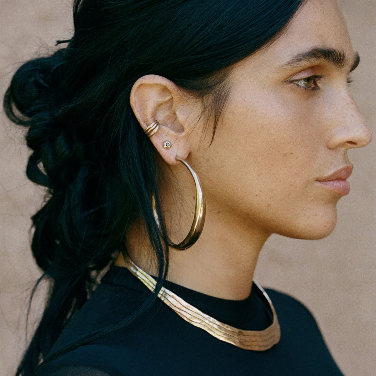Temple Black Diamonds Studs | Silver