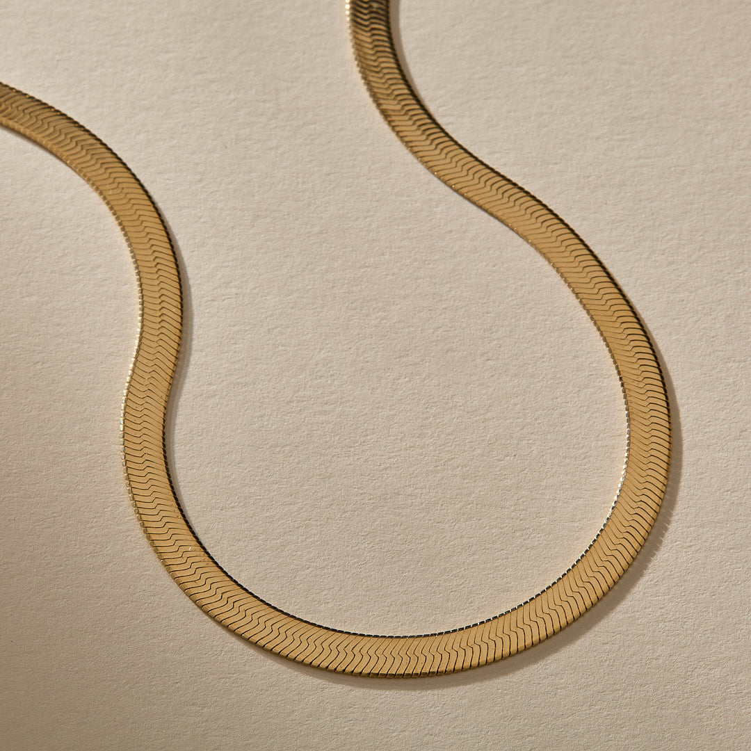 Fehu 4.5mm Herringbone Necklace | Gold