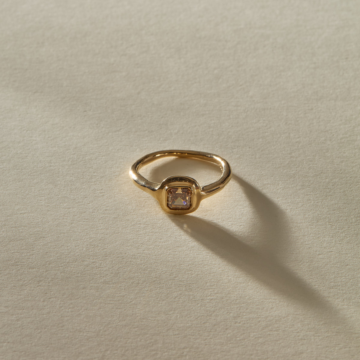 Nooré Square Step Cut Champagne Diamond Ring | OOAK