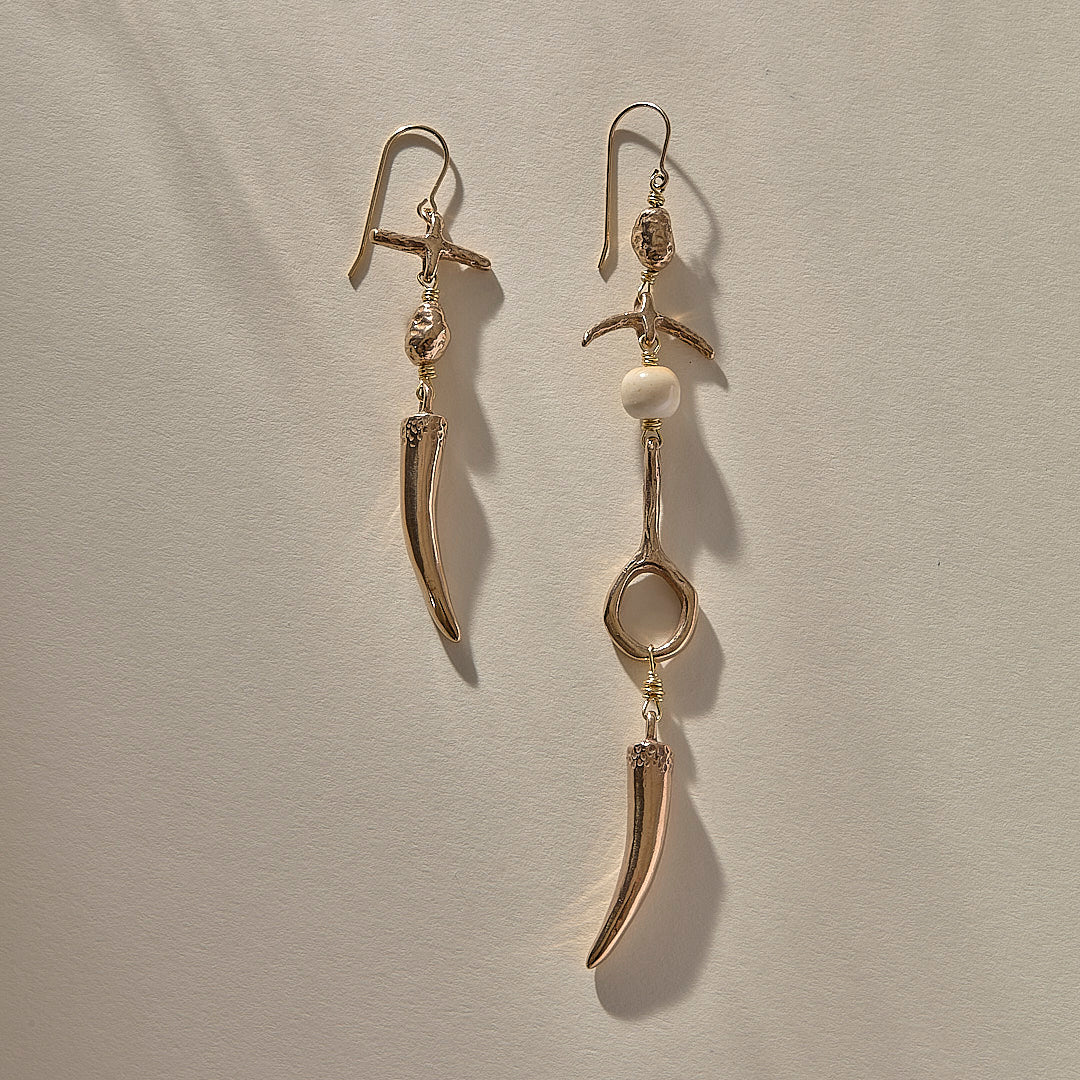 Gathering the Bones Earrings | Bronze
