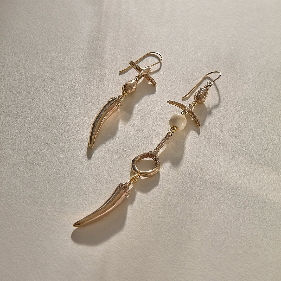 Gathering the Bones Earrings | Bronze