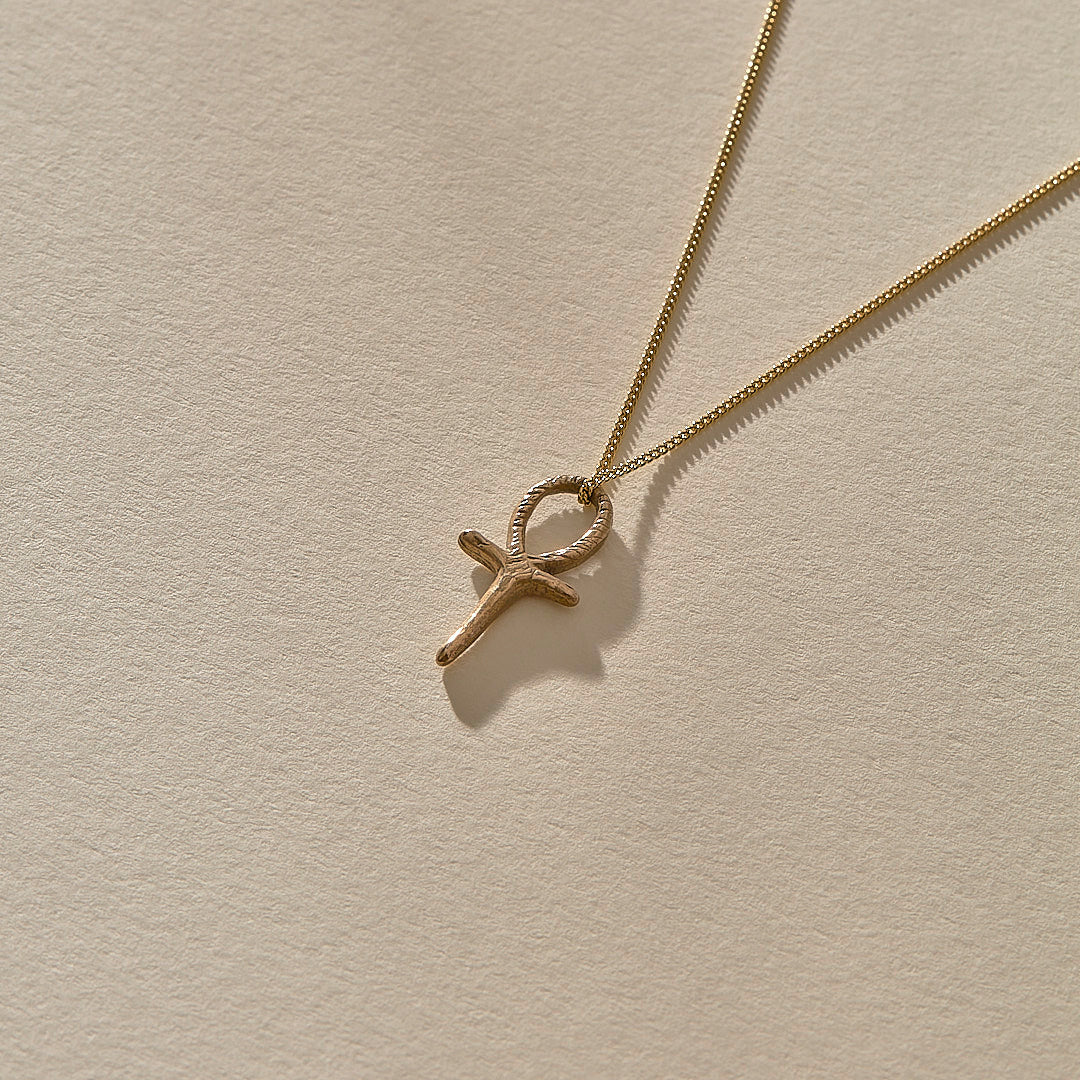 Ankh Mini Charm Necklace | Bronze