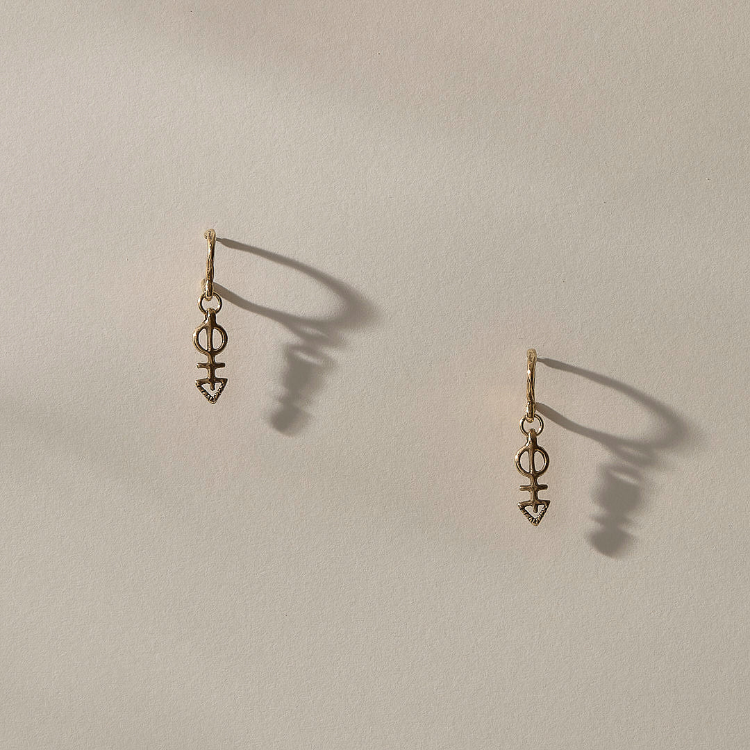 Ma'at Charm Hoops | Gold