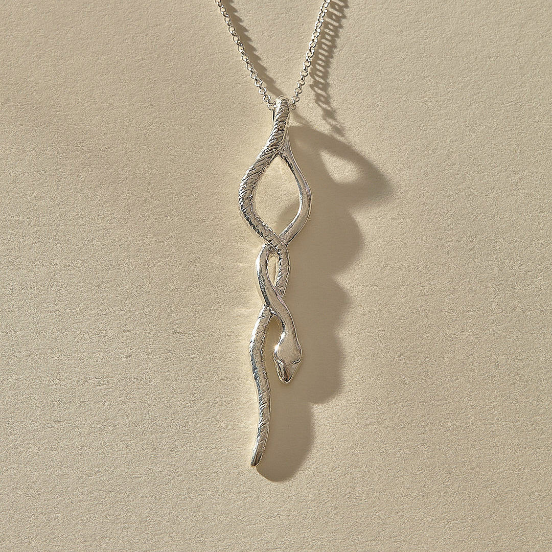 Serpent Amulet Necklace | Silver