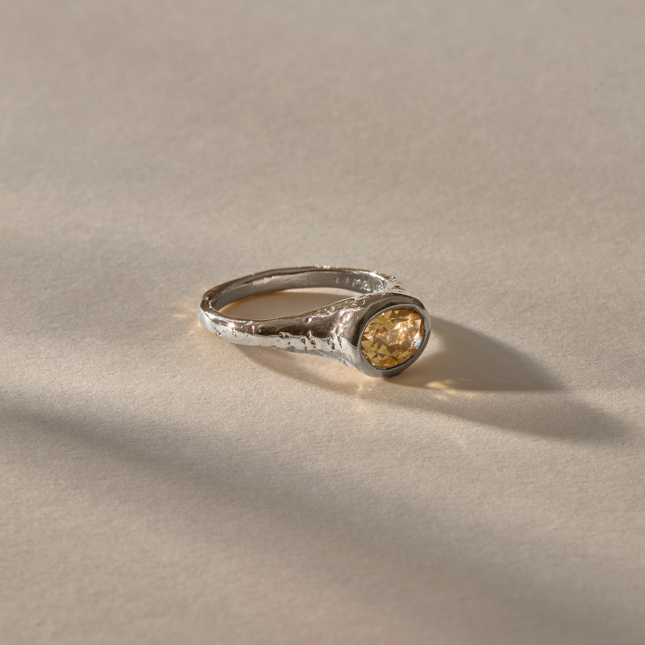 Solara Citrine Signet Ring | Silver