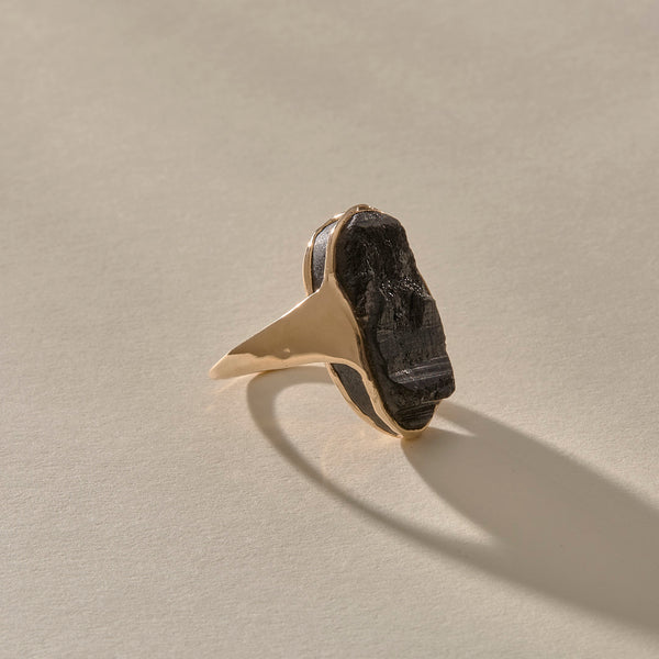 One Of A Kind | Black Tourmaline Amulet Ring XV