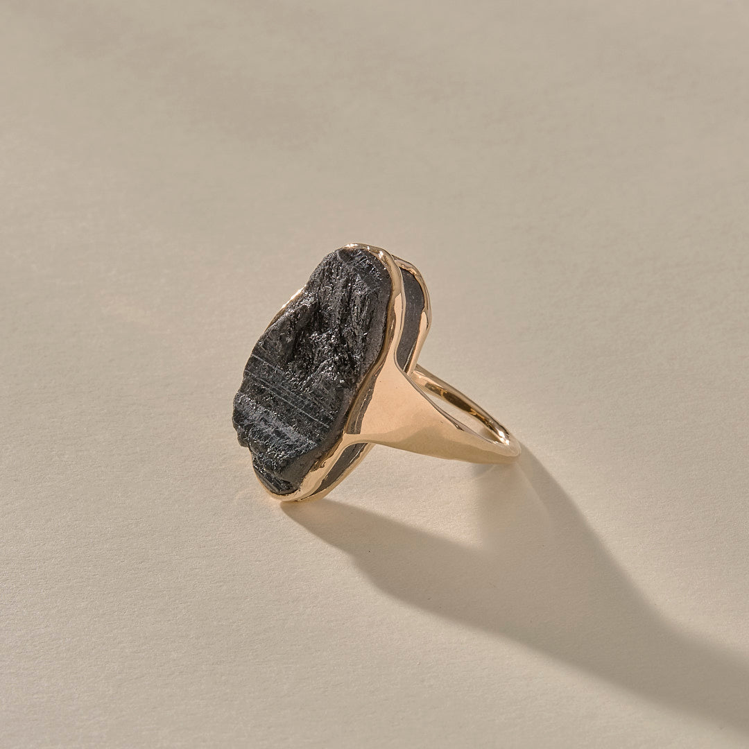 One Of A Kind | Black Tourmaline Amulet Ring XV