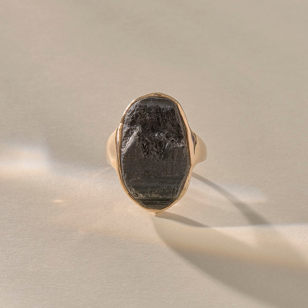 One Of A Kind | Black Tourmaline Amulet Ring XV