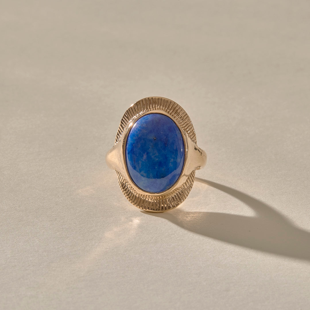 Inanna Lapis Shield Ring | Gold