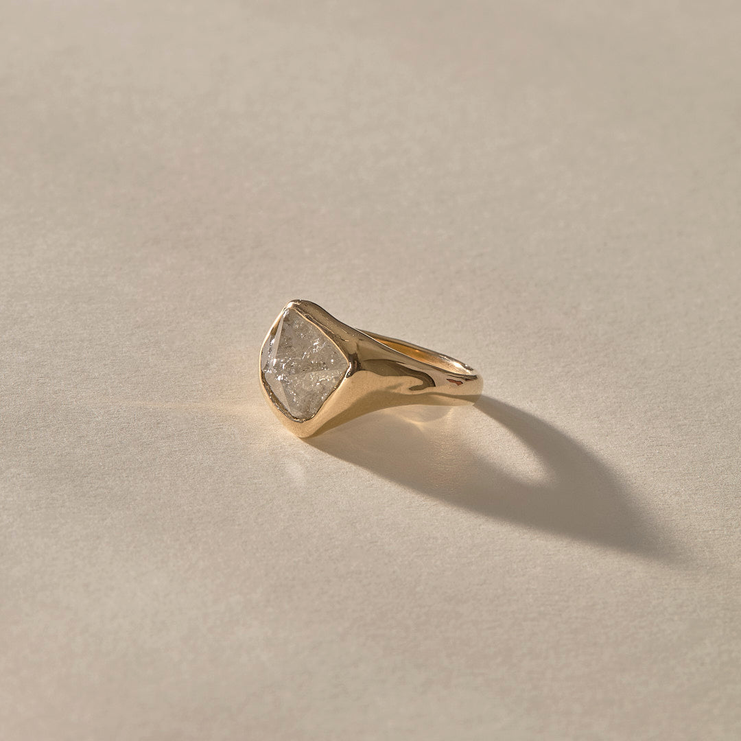 One Of A Kind | Rough Polished Diamond Signet #1