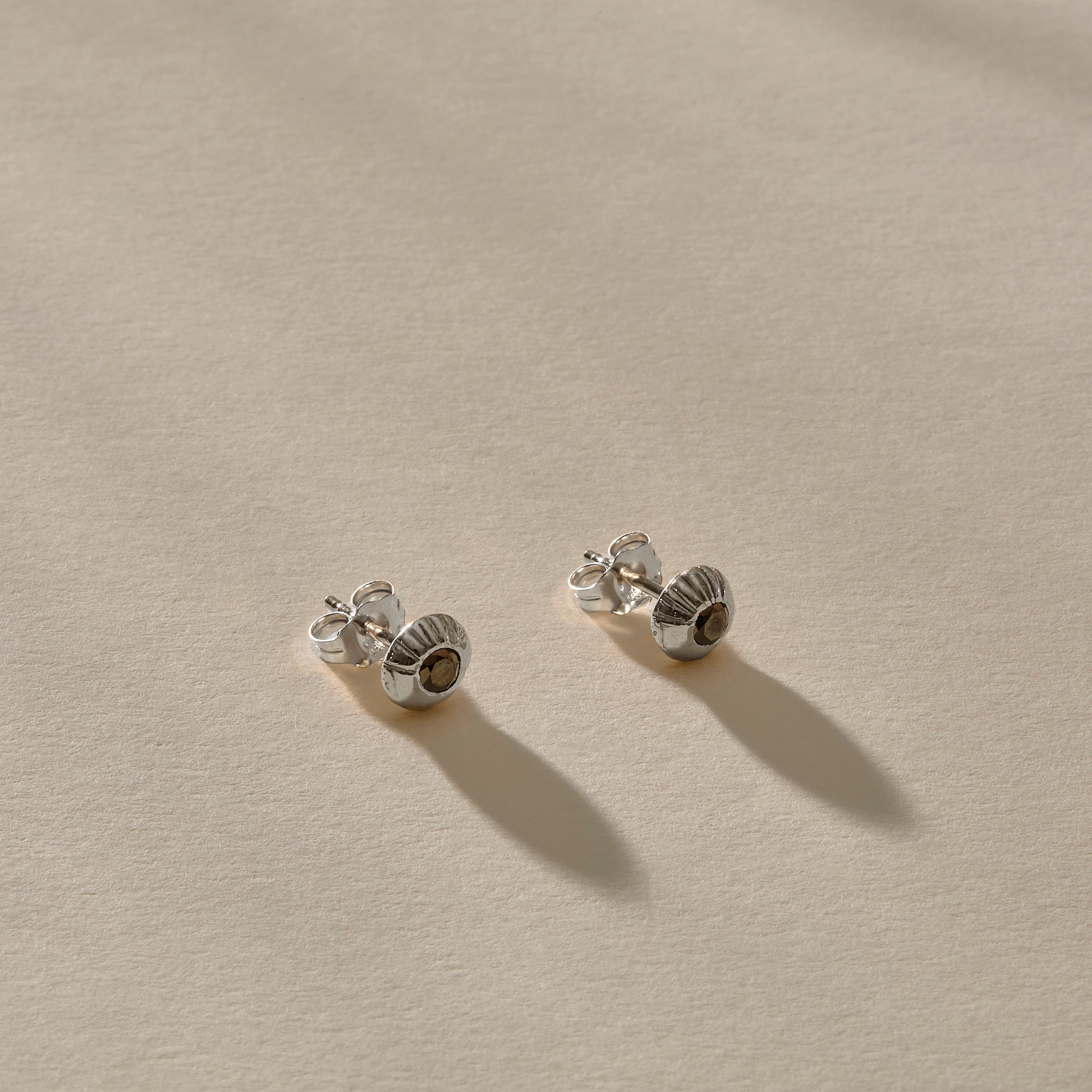 Temple Black Diamond Studs | Silver
