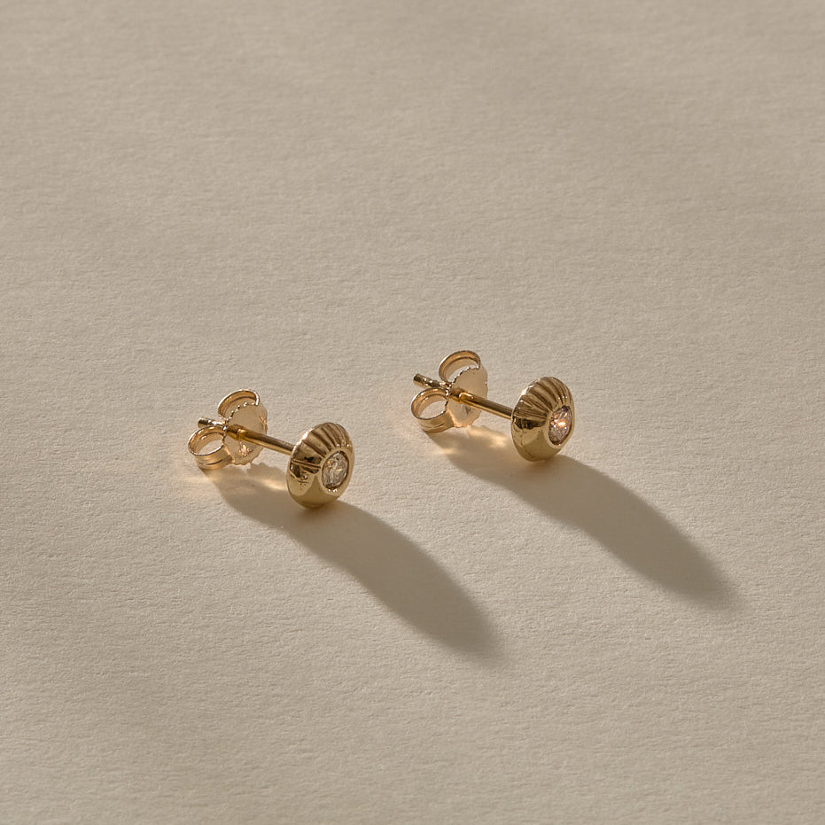 Temple Champagne Diamond Studs | Gold