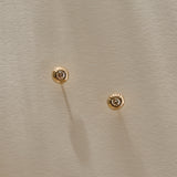 Temple Champagne Diamond Studs | Gold