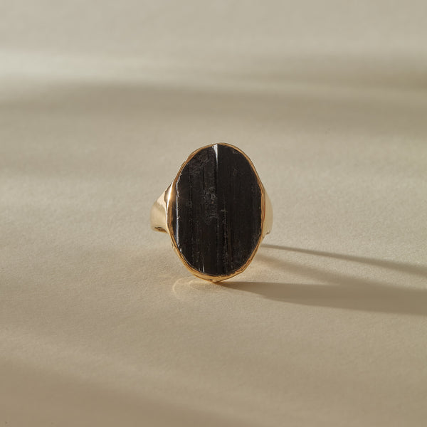 Black Tourmaline Amulet Ring XVI | OOAK