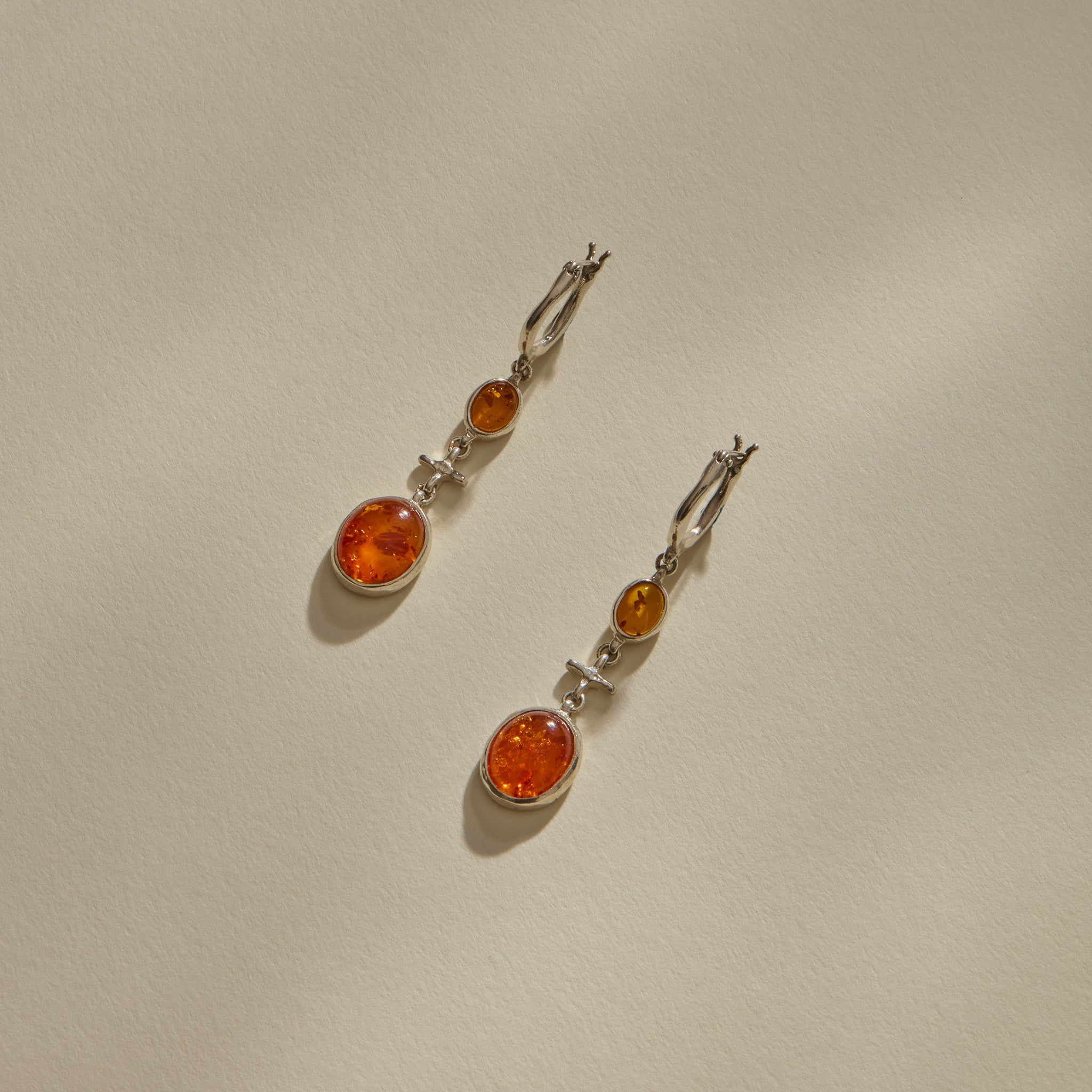 Jūratė Amber Chandeliers Earrings | Silver