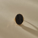 Black Tourmaline Amulet Ring | Gold
