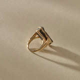 Black Tourmaline Amulet Ring | Gold