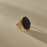 Black Tourmaline Amulet Ring | Gold