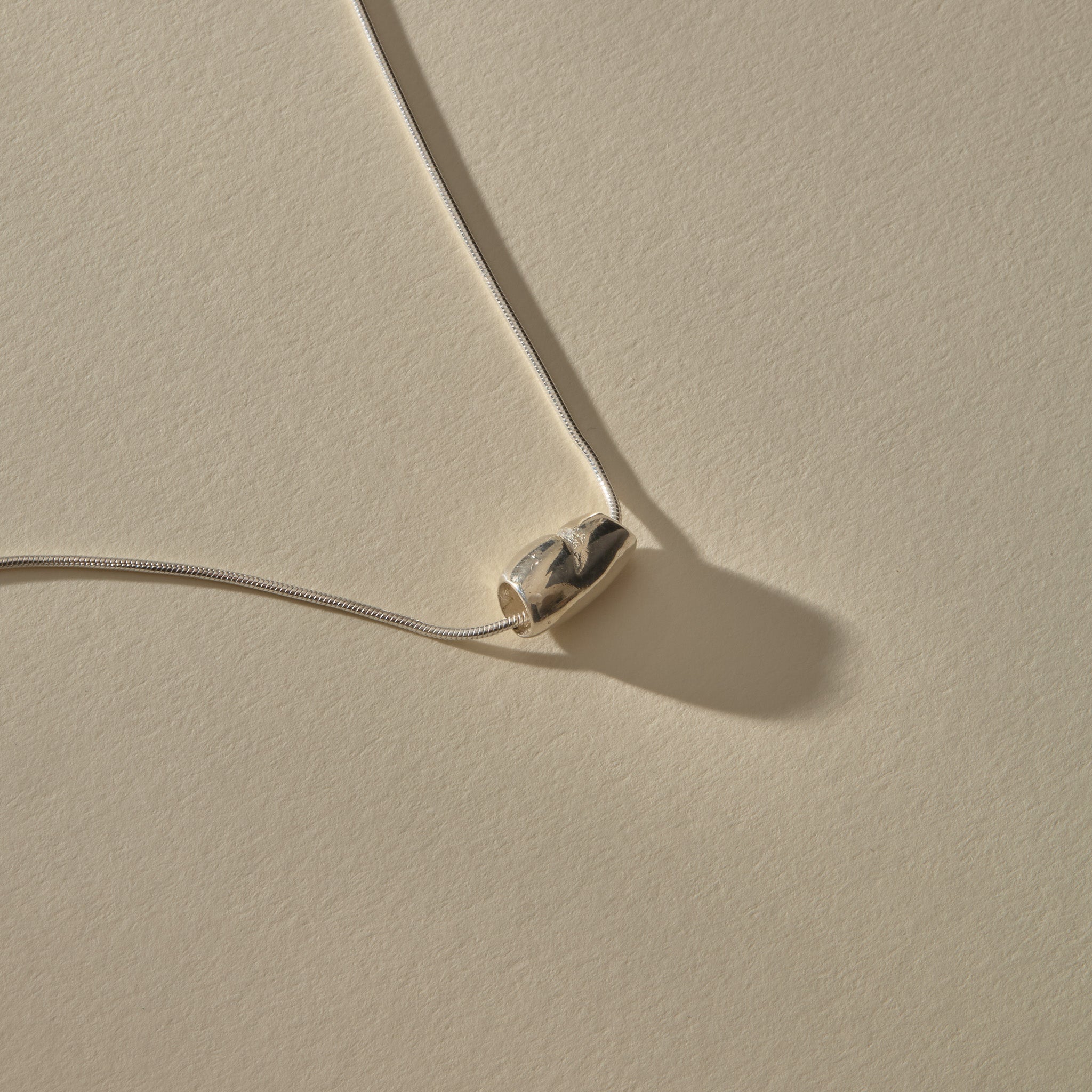 Crescent Stone Necklace | Silver