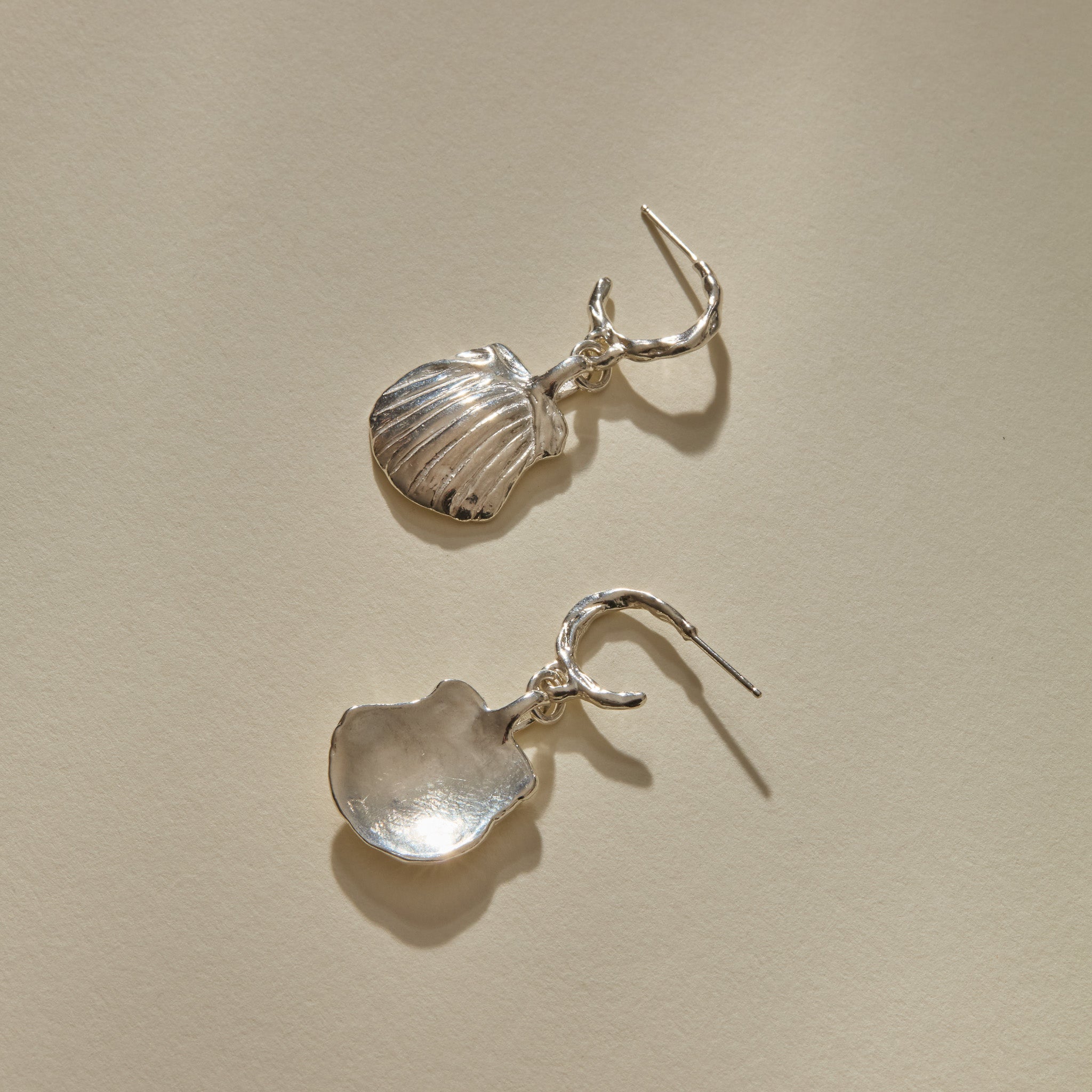 Elysian Shell Hoops | Silver
