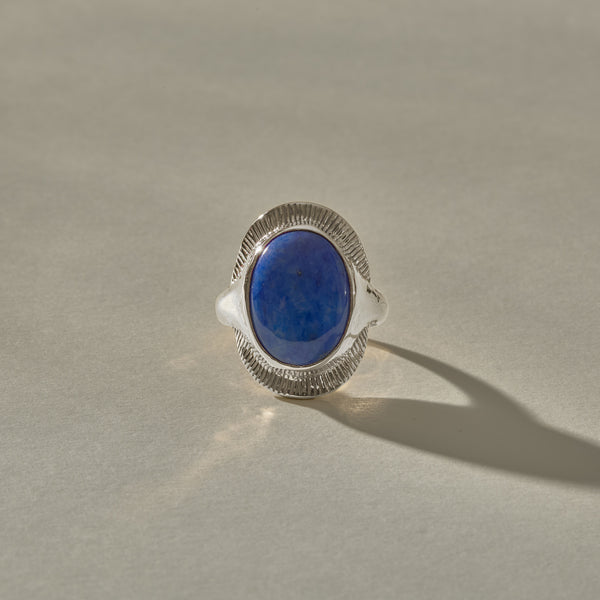 Inanna Lapis Shield Ring | Silver