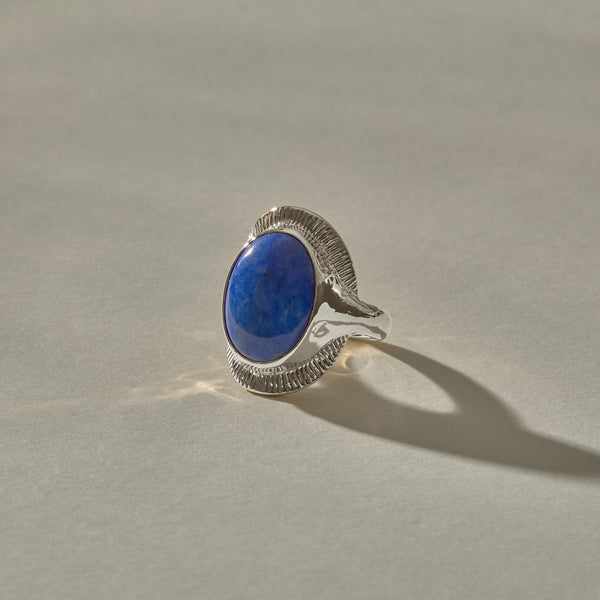 Inanna Lapis Shield Ring | Silver