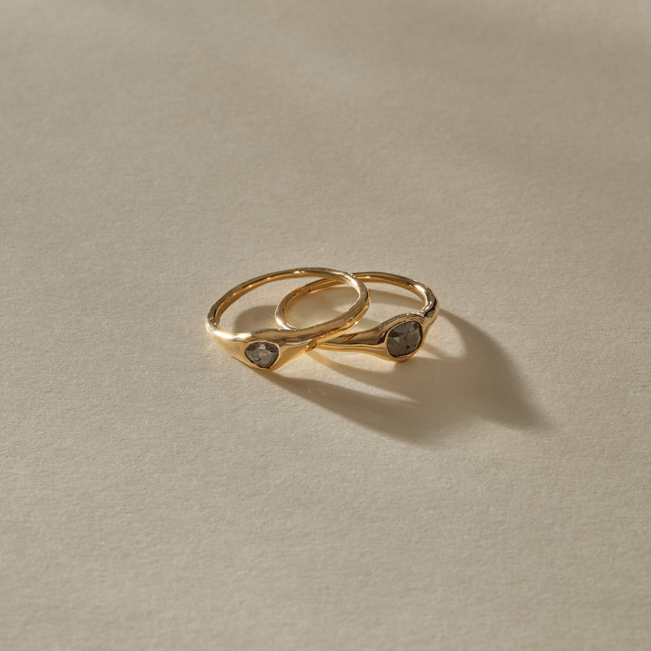 The Selkie Stack | Set of 2 Grey Diamond Rings