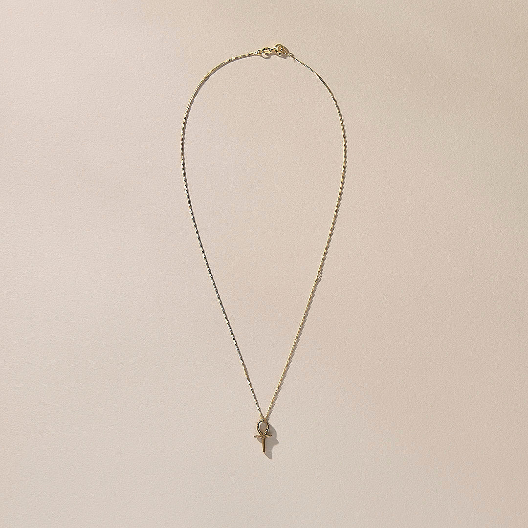 Ankh Mini Charm Necklace | Bronze