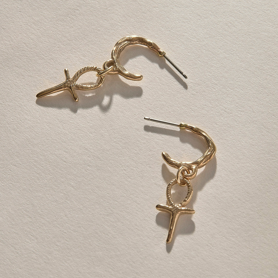 Ankh Charm Hoops | Bronze