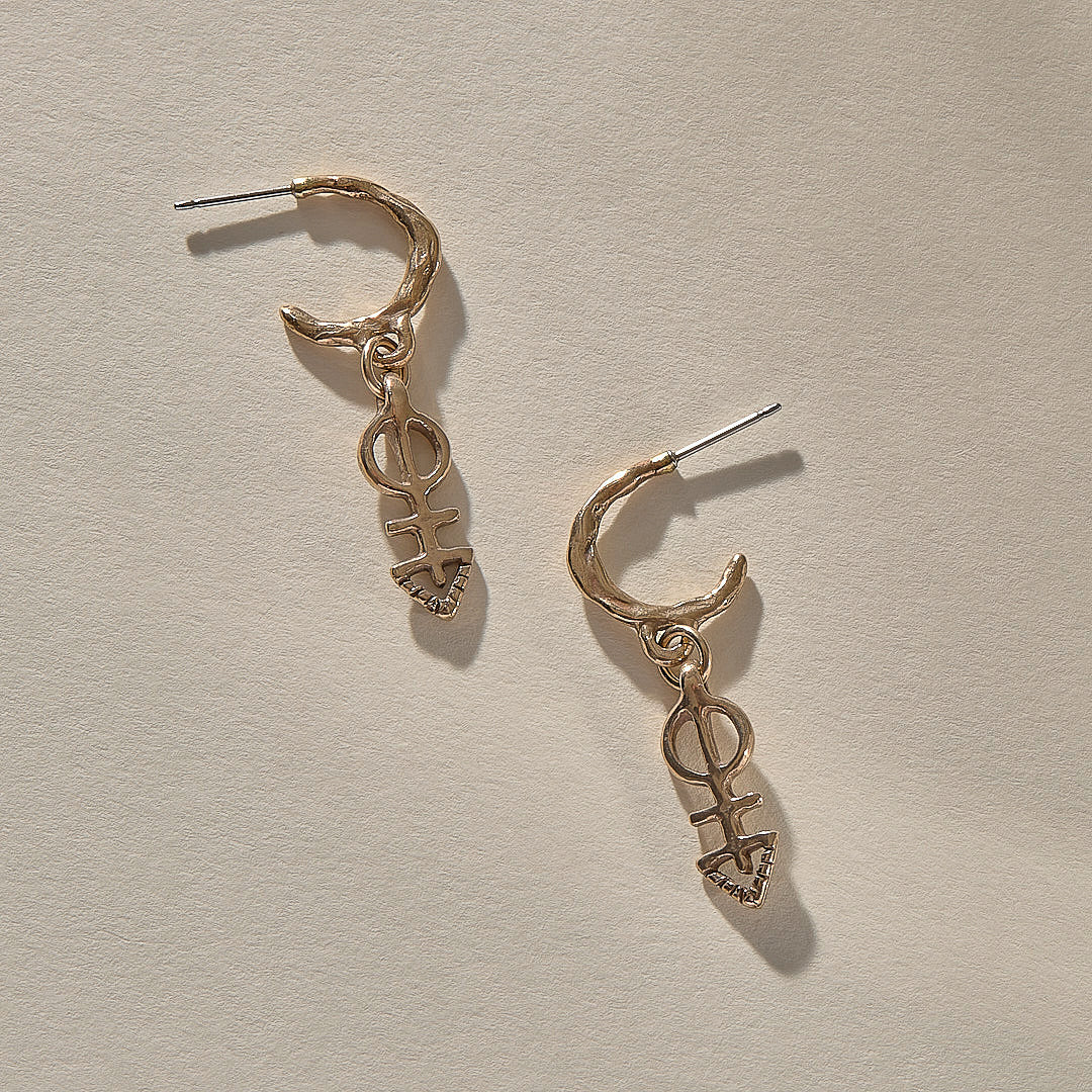 Ma'at Charm Hoops | Bronze