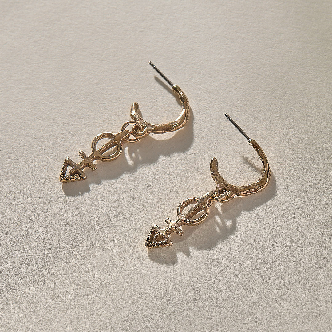 Ma'at Charm Hoops | Bronze