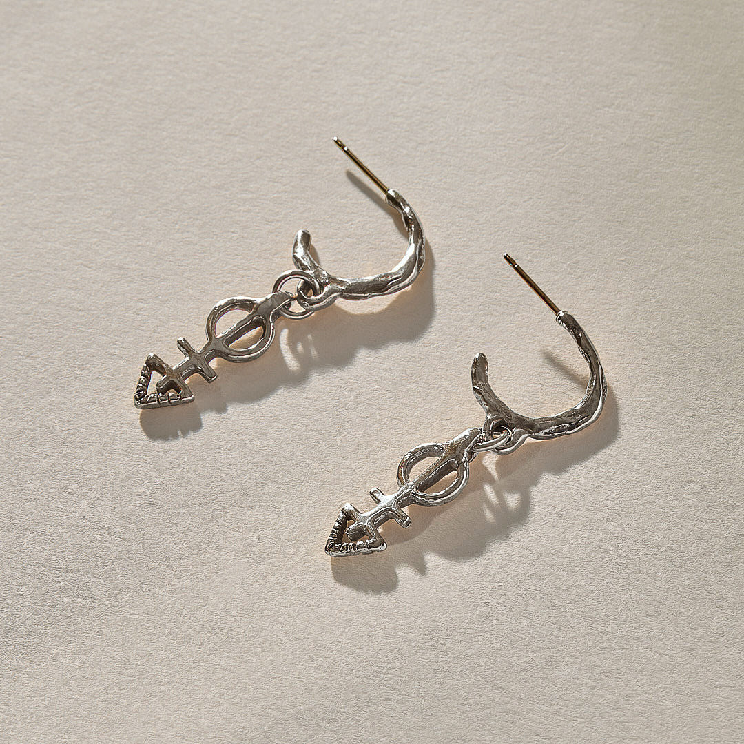 Ma'at Charm Hoops | Silver