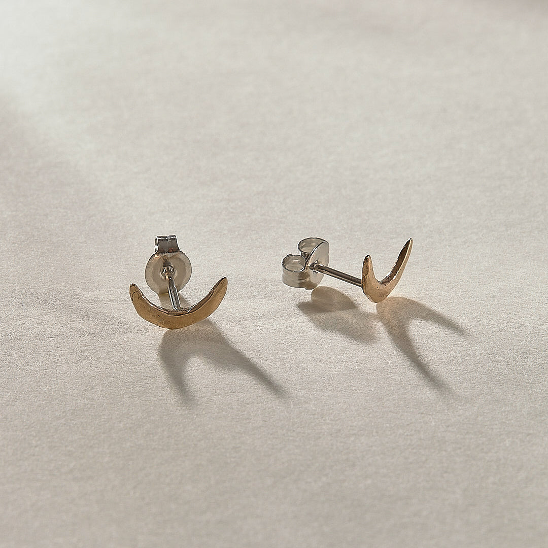 Moon Studs | Bronze