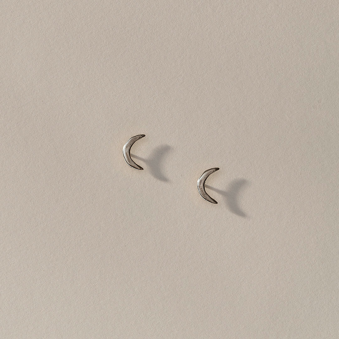 Moon Studs | Silver