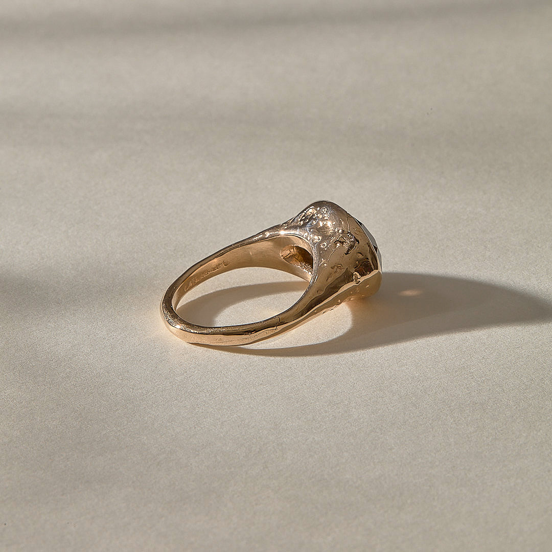 Smoky Quartz Signet Ring | Bronze