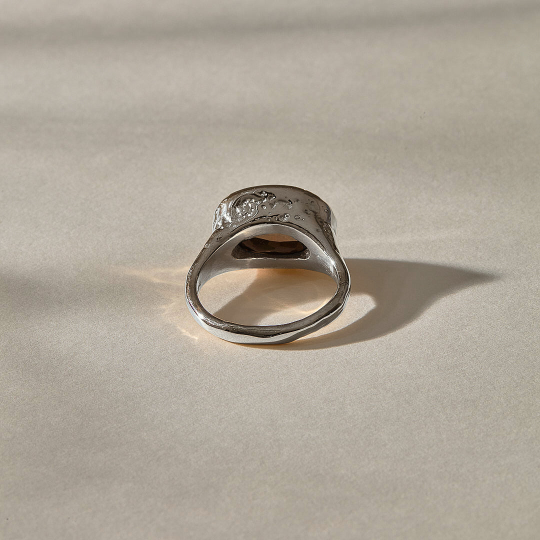 Smoky Quartz Signet Ring | Silver