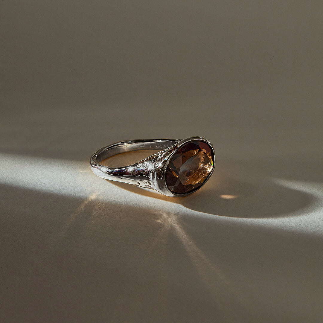 Smoky Quartz Signet Ring | Silver