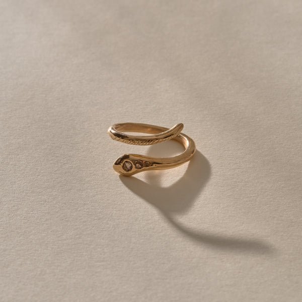 Stoned Serpent Ring | Bronze