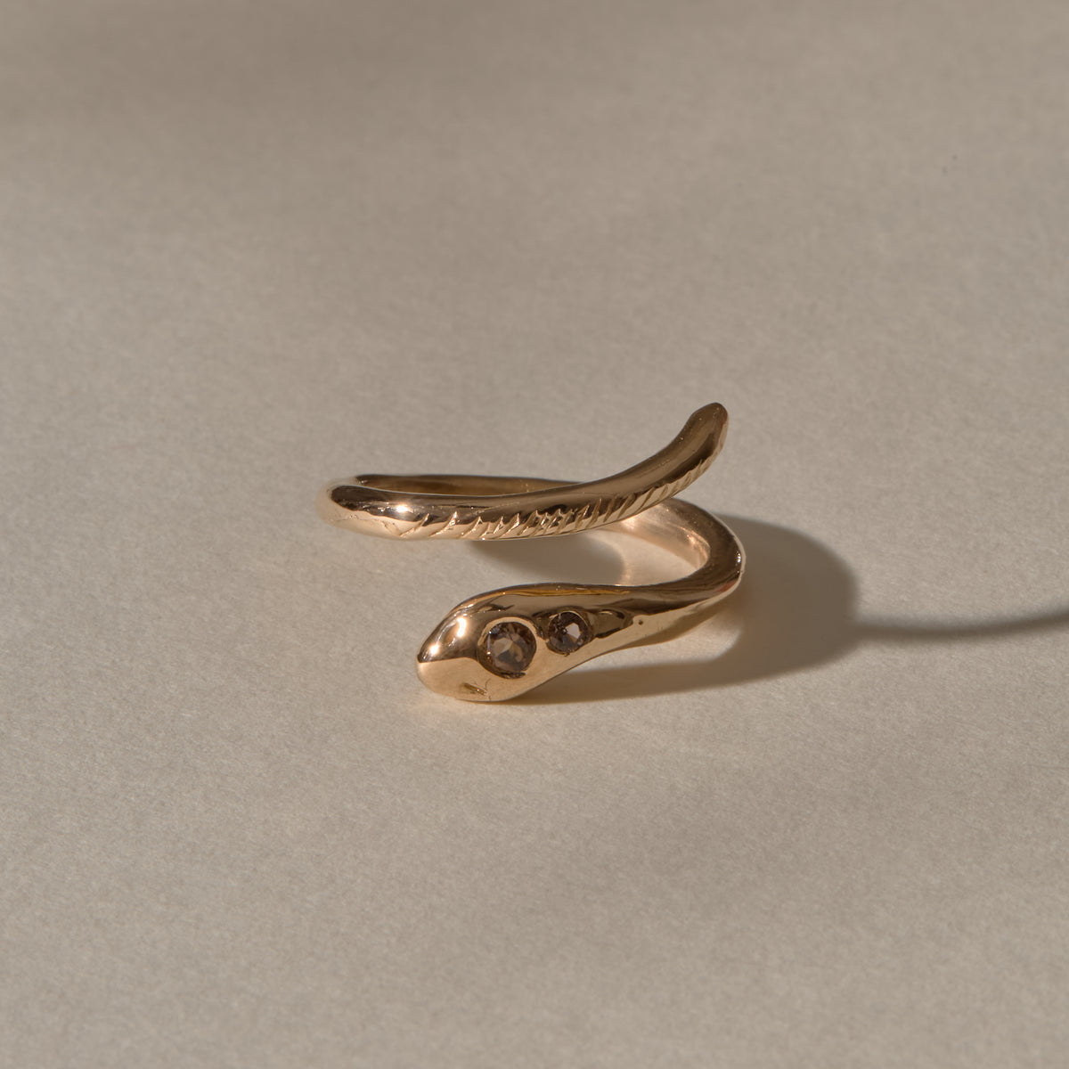 Stoned Serpent Ring | Bronze