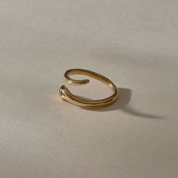 Stoned Serpent Ring | Gold
