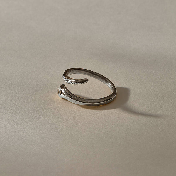 Stoned Serpent Ring | Silver