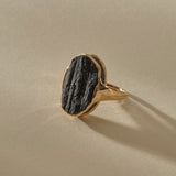 Black Tourmaline Amulet Ring | Gold